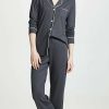 Sleepwear * | Wholesale Cosabella Bella Long Sleeve Top & Pant Pj Set Anthracite/Ivory