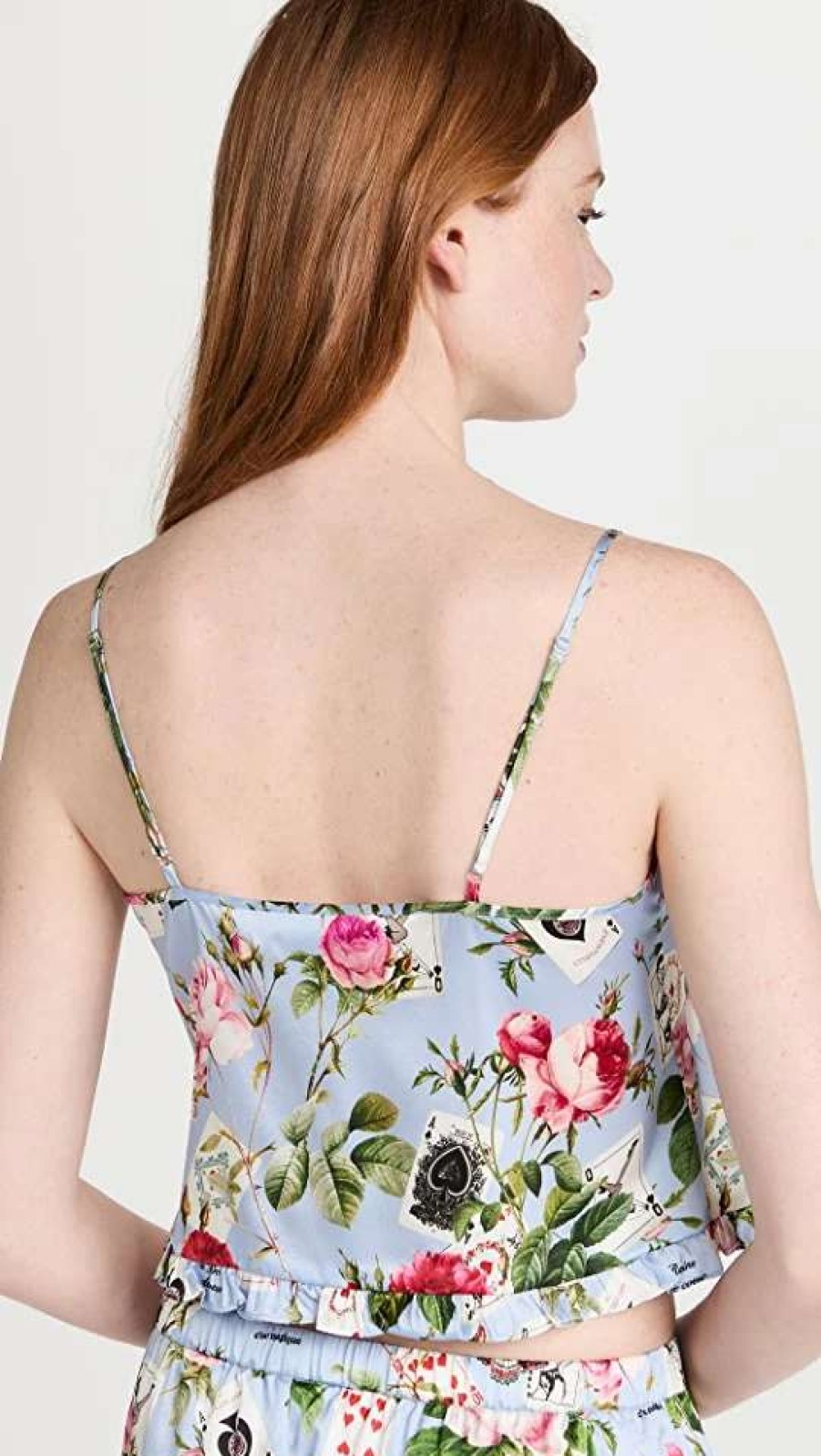 Sleepwear * | Promo Fleur Du Mal Cropped Floral Cami Pastel Sky Card Print