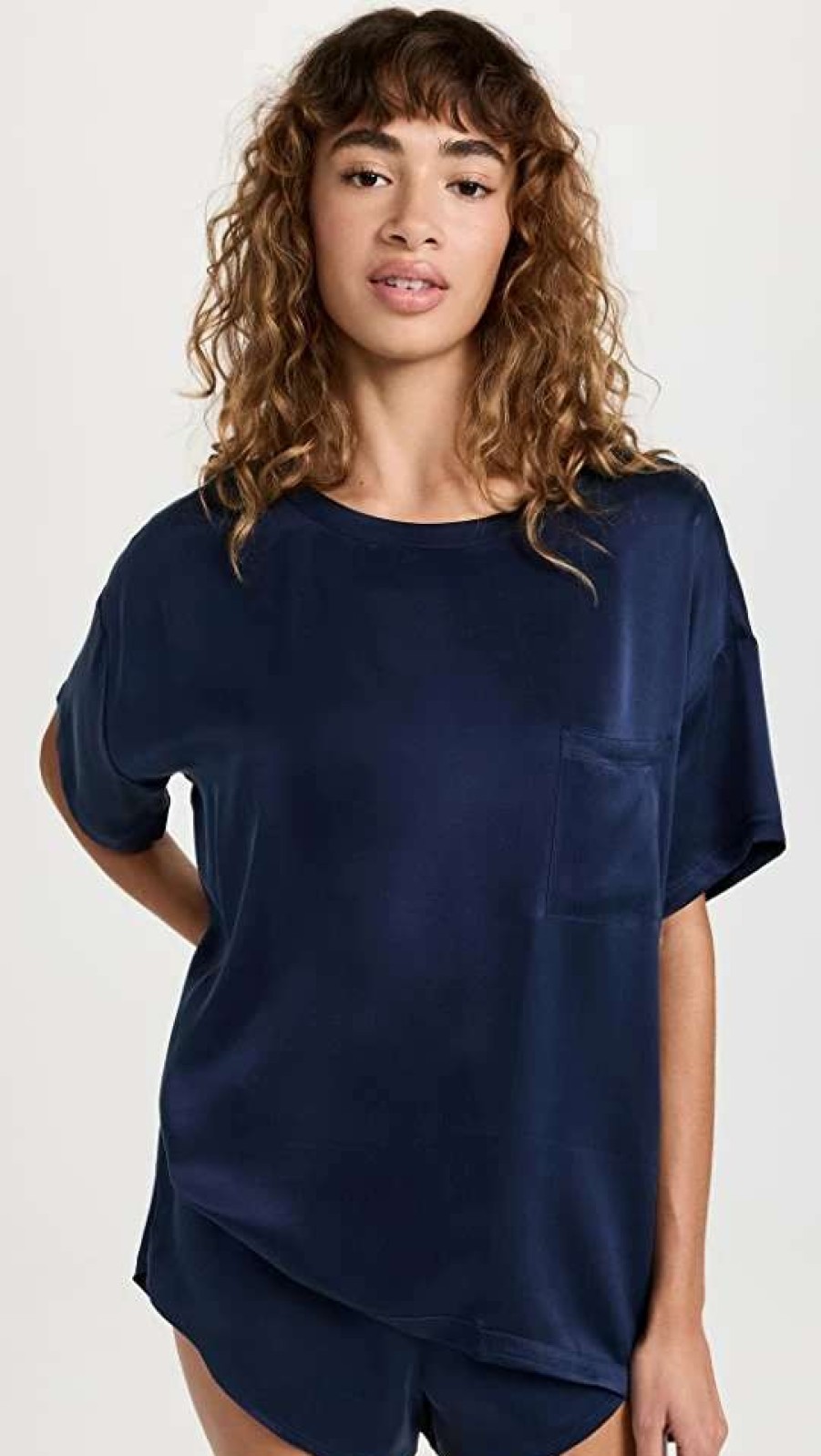 Sleepwear * | Discount Lunya Washable Silk Tee Set Deep Blue