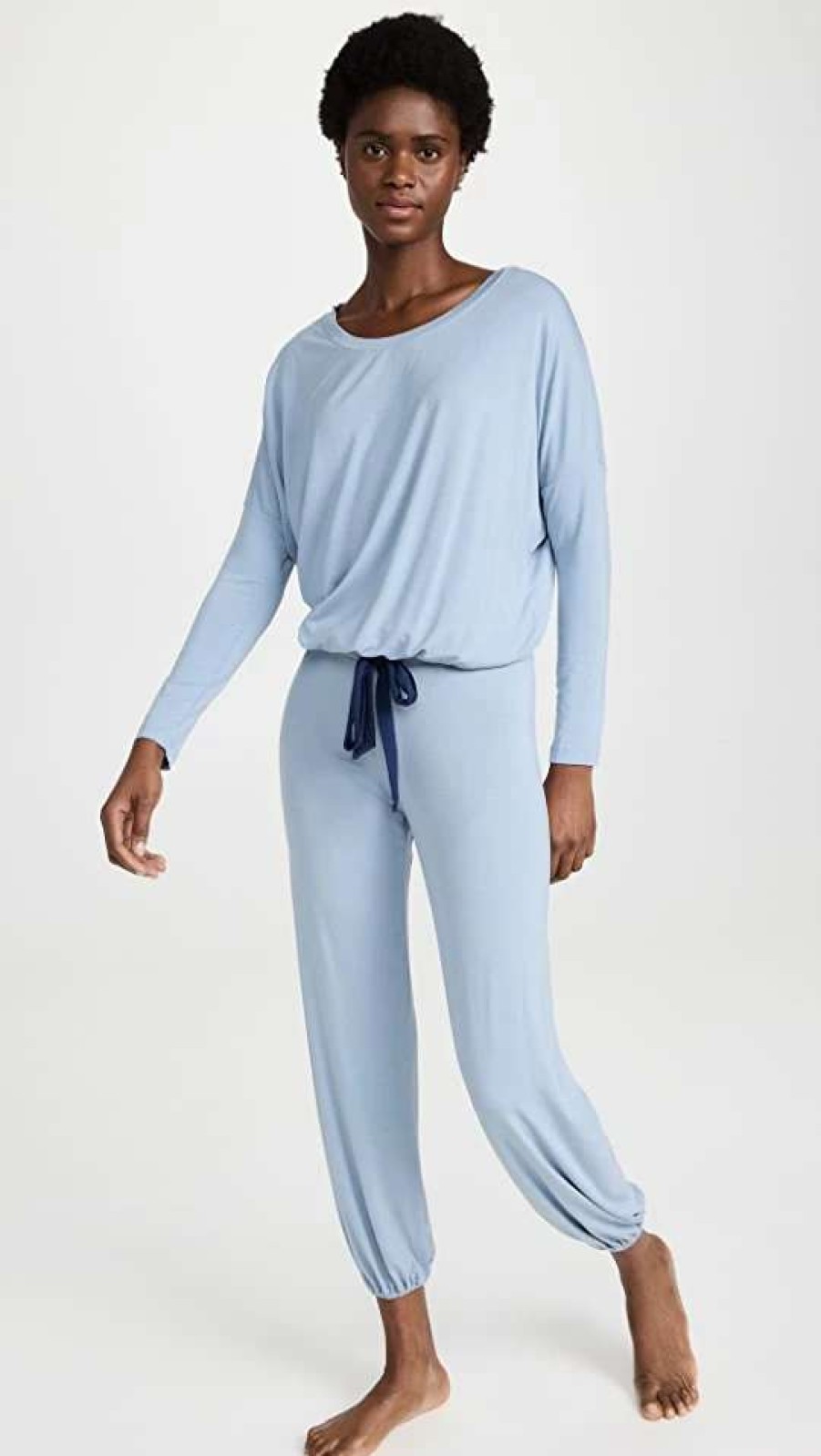 Sleepwear * | New Eberjey Gisele The Slouchy Set Ciel/Navy