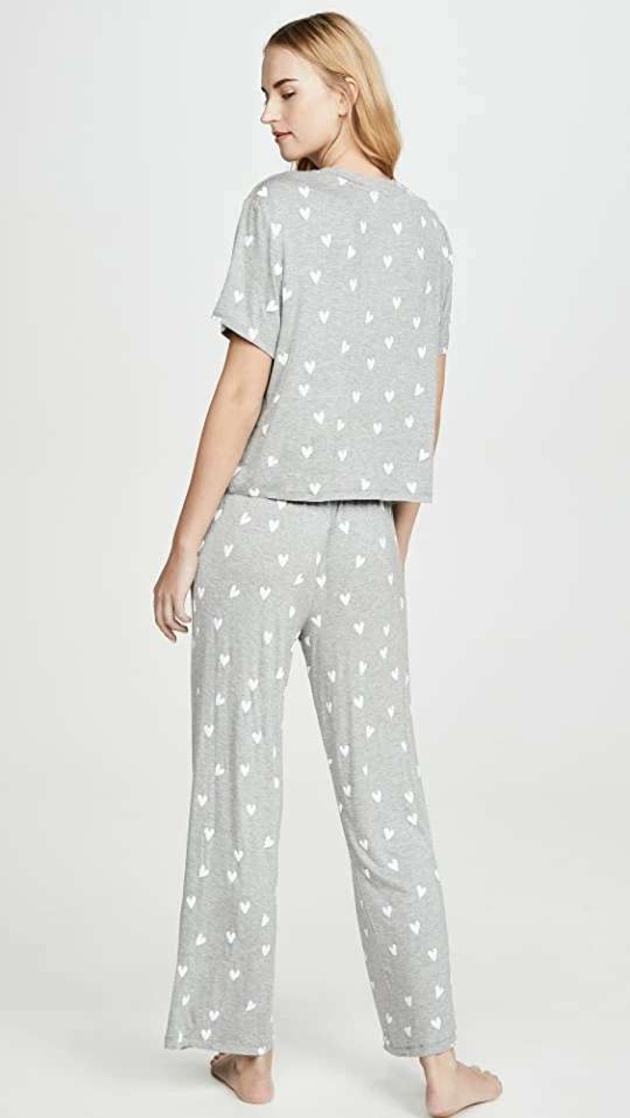 Sleepwear * | Budget Honeydew Intimates All American Pj Set Heather Grey Hearts