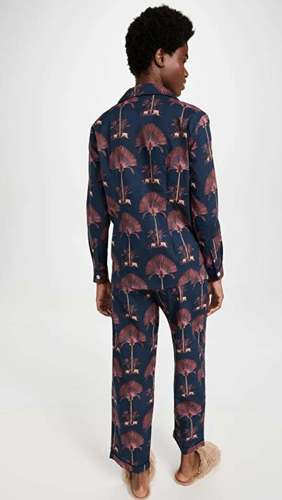 Sleepwear * | New Desmond & Dempsey Ravenala Long Pajama Set Navy