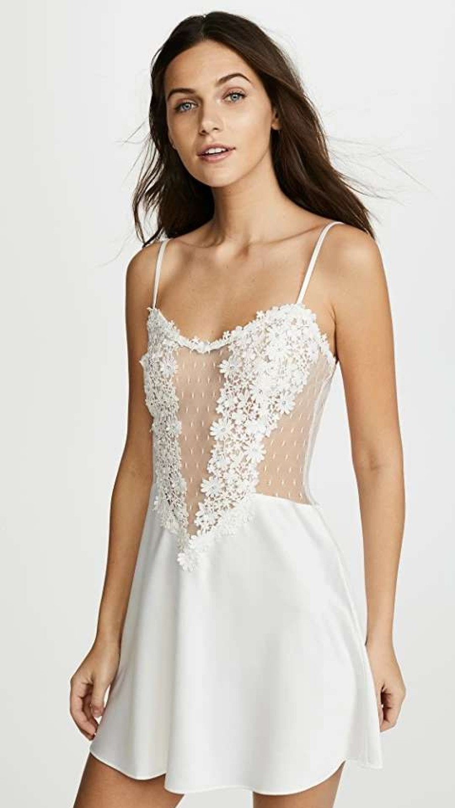 Sleepwear * | Coupon Flora Nikrooz Showstopper Chemise With Lace Ivory