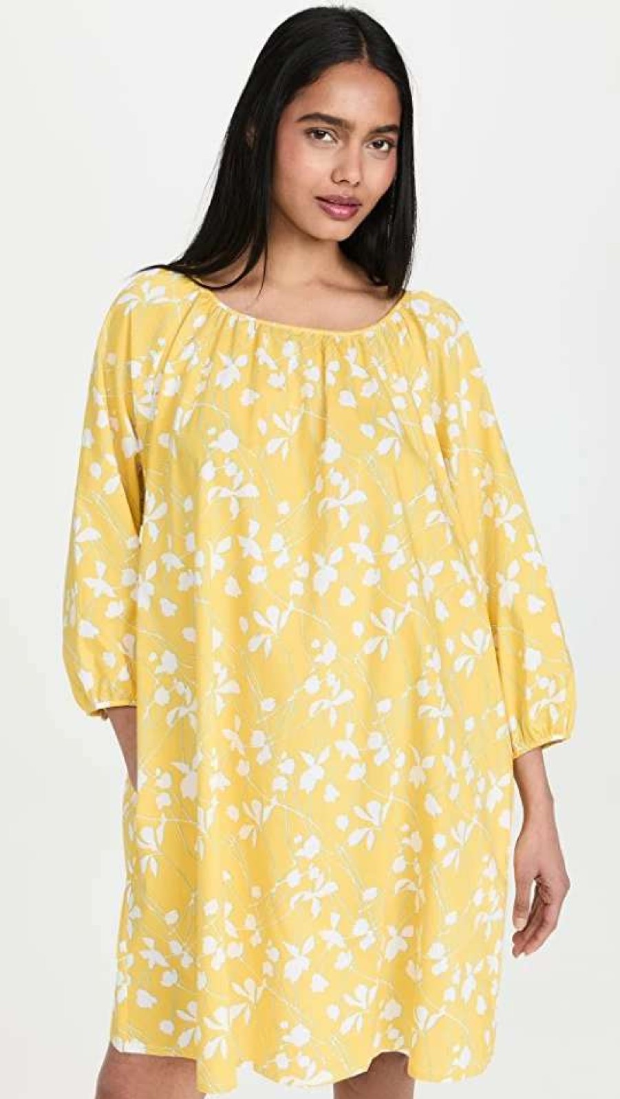 Sleepwear * | Best Reviews Of Sleepy Jones Lily Night Dress Yellow/White