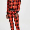 Sleepwear * | Promo Emerson Road Cozy Luxe Henley Jogger Set Snowflake Buffalo Plaid