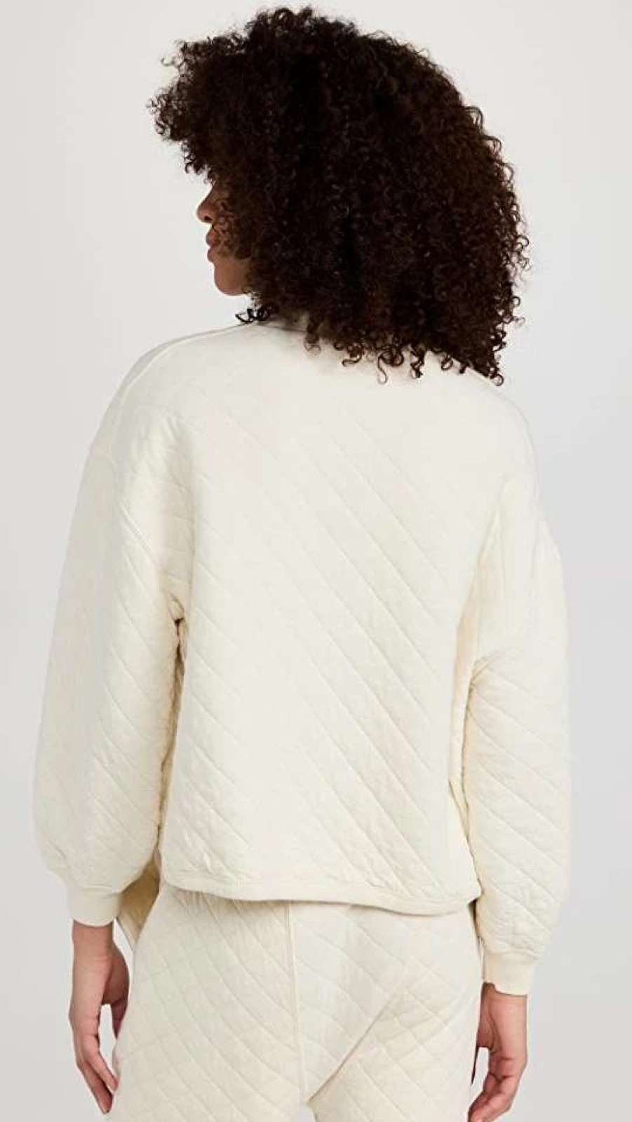 Sleepwear * | Outlet The Great. The Quilted Henley Sleep Sweatshirt Washed White