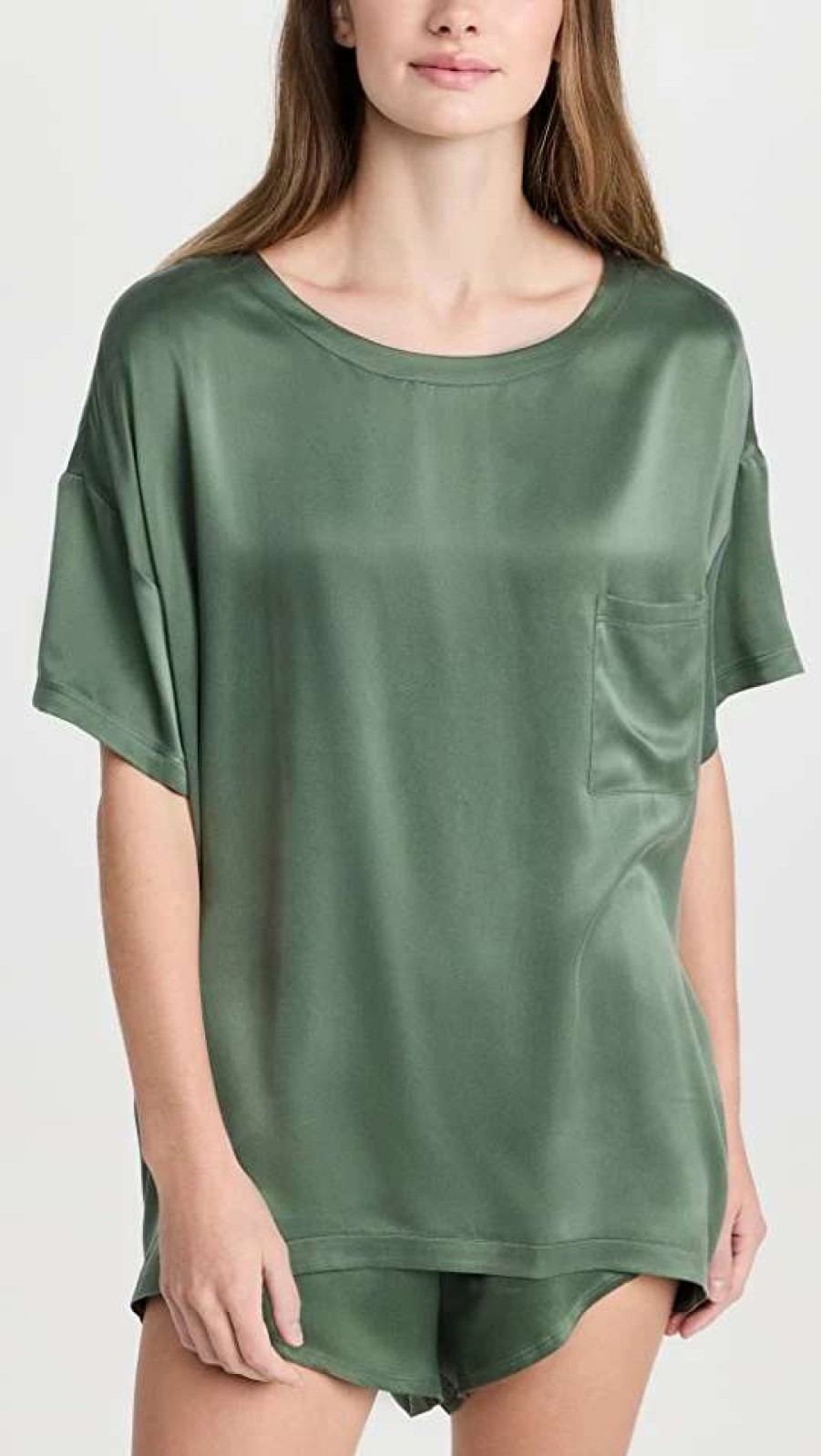 Sleepwear * | Coupon Lunya Washable Silk Tee Set Drowsy Olive