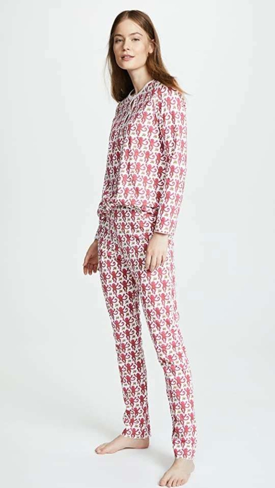 Sleepwear * | Brand New Roller Rabbit Monkey Pj Set Pink