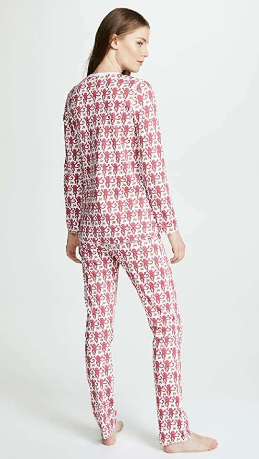 Sleepwear * | Brand New Roller Rabbit Monkey Pj Set Pink