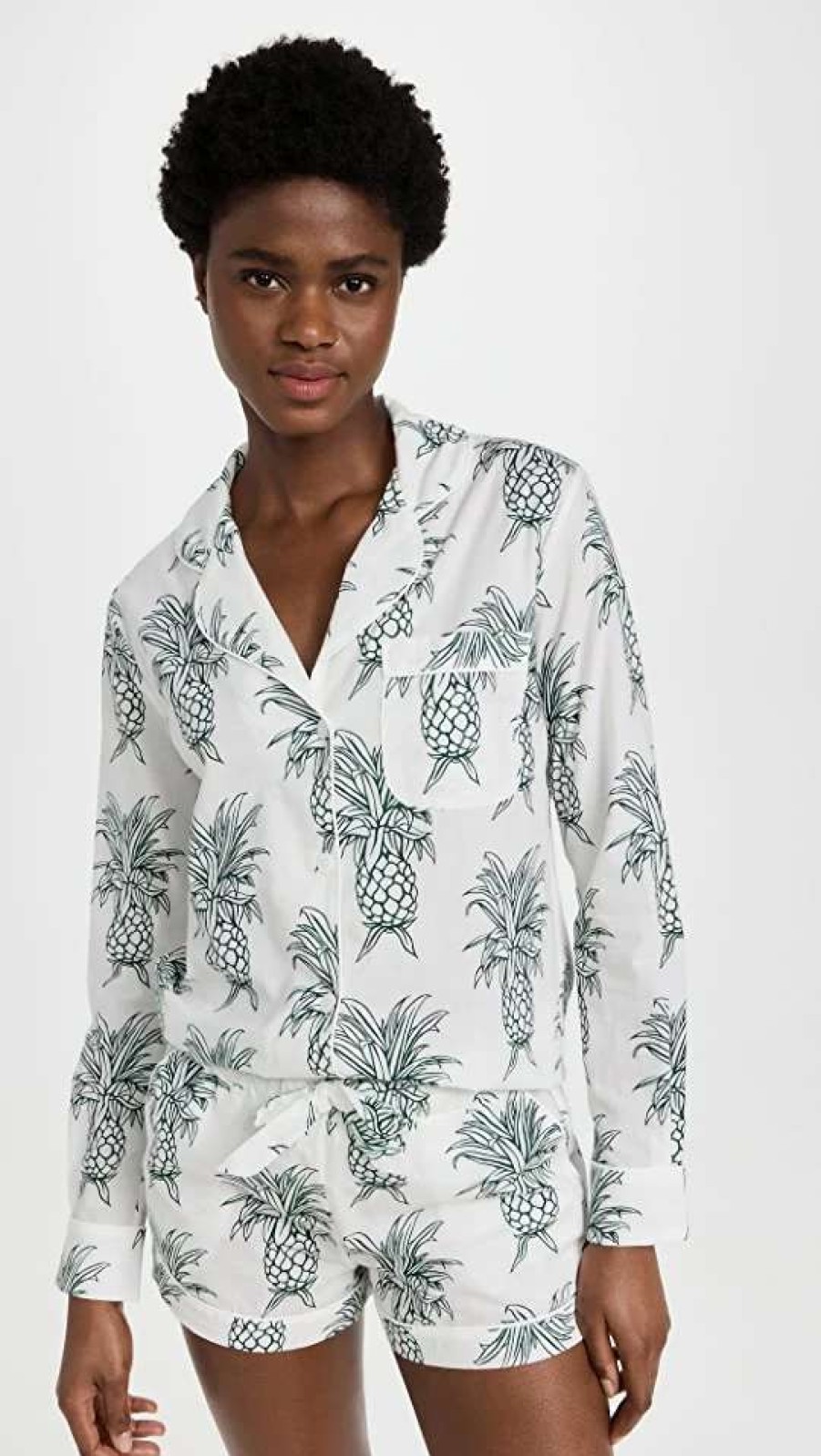 Sleepwear * | Discount Desmond & Dempsey Howie Signature Pj Set White/Green