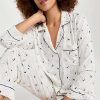 Sleepwear * | Wholesale Eberjey Gisele Printed The Long Pj Set Celestial Ivory/Navy