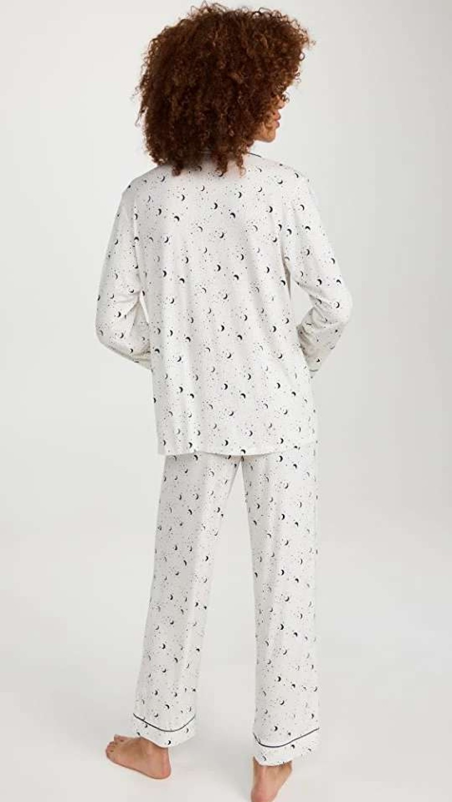 Sleepwear * | Wholesale Eberjey Gisele Printed The Long Pj Set Celestial Ivory/Navy