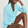 Sleepwear * | Cheap Cosabella Bella Long Sleeve Top & Boxer Pj Set Maldives/Lagoon Mint